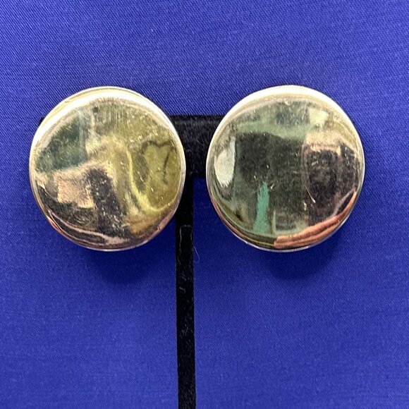 VTG Givenchy “Runway” Large Gold-Tone Concave Disc Clip Earrings - Picture 5 of 15